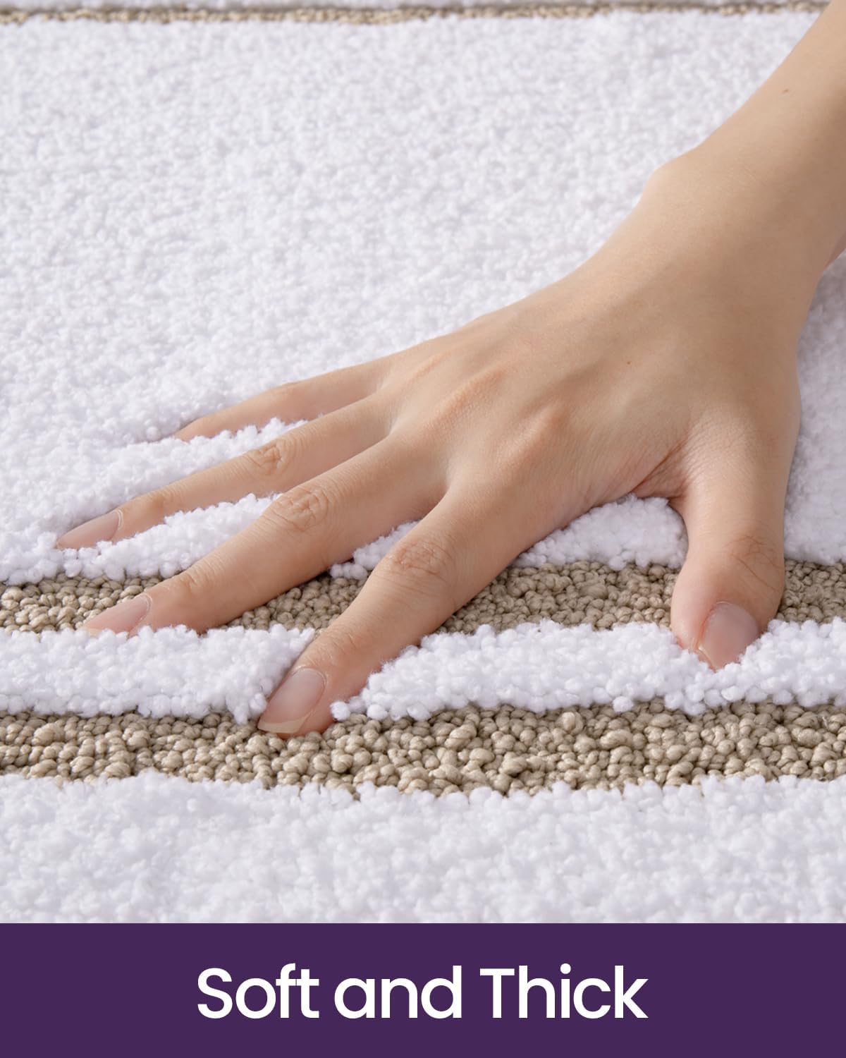 DEXI Oval Bath Mats for Bathroom, 17x30 Absorbent Bath Mat, Washable Microfiber Bathroom Rug with Non Slip Backing for Shower Floor, Beige - Image 6