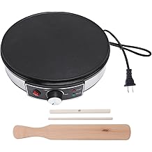 Electric Griddle Crepe Maker Machine Professional 11.8 Inch Large Cooking Surface Nonstick Pancake Maker with LED Temperature Control Wooden Spatula for Home Restaurants Cafes