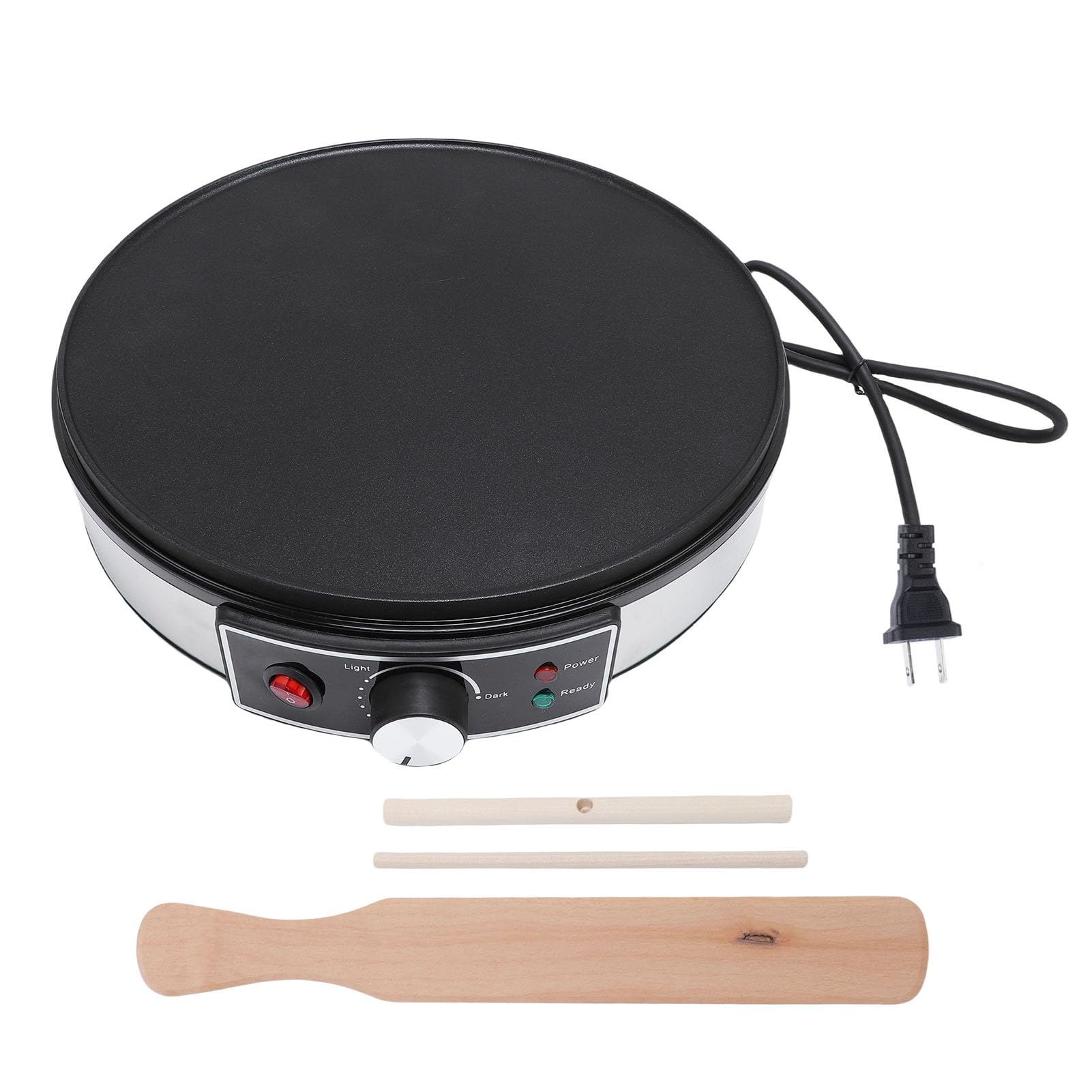 ZIZEV Electric Crepe Maker Machine, 11.8 Inch with LED Indicators, Adjustable Temperature Control, Anti Stick Crepe Pan with Batter Spreader Spatula for Home and Commercial Use (US