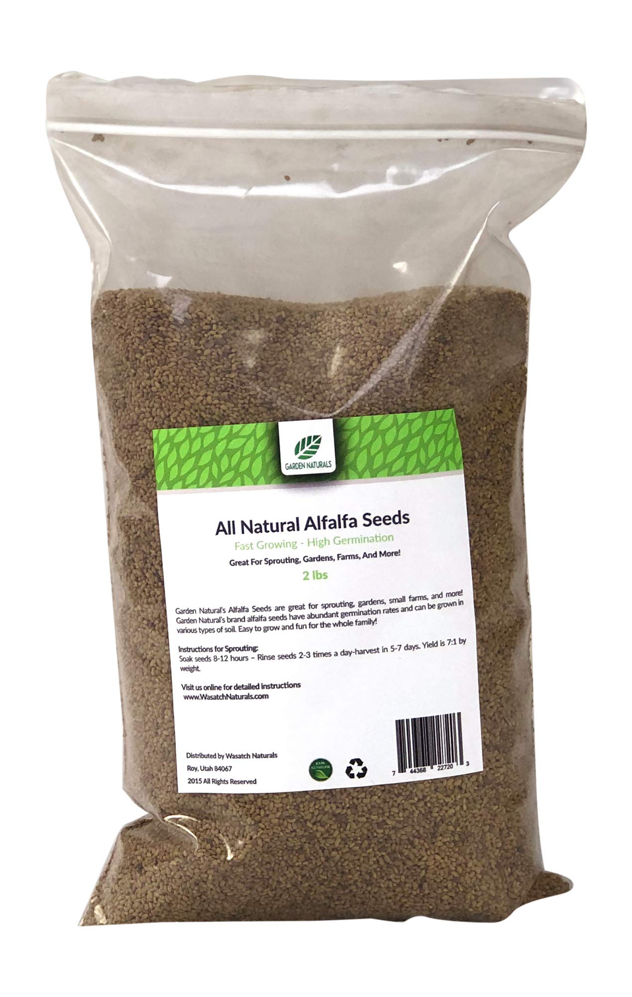 Alfalfa Seeds 2 Lbs High Germination (Garden Naturals Brand)