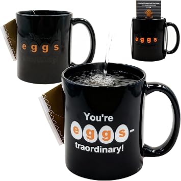 Color Changing Mug 12OZ Funny Youre Eggstraordinary Magic Heat Reveal Coffee Cup, Funny Thermochromic Ceramic Tea Mug for Breakfast Lovers, Novelty Birthday Gift for Dad, Mom, Him or Her