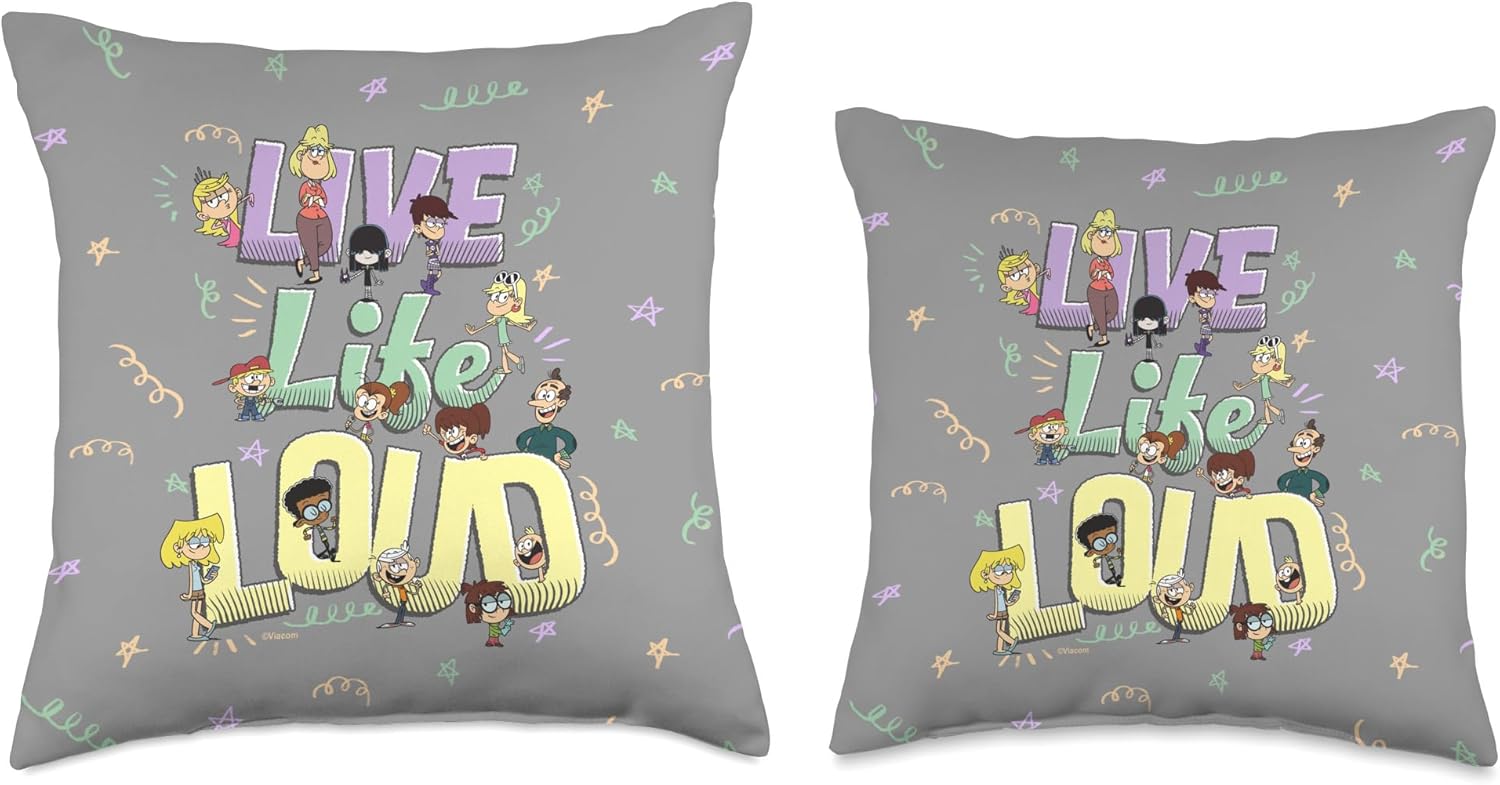 The Loud House Live Life Loud Vintage Group Logo Throw Pillow