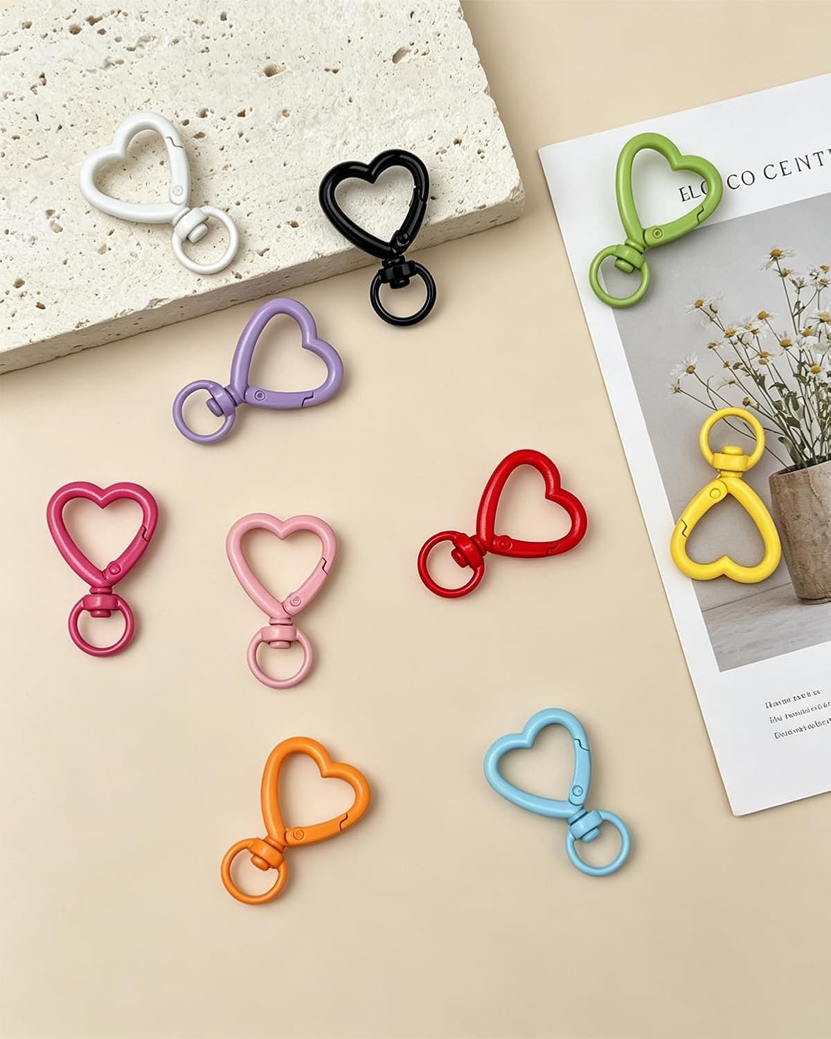 40Pcs Mixed Heart Keychain Clip Heart Carabiner Key Chain Hooks Zinc Alloy. image 4