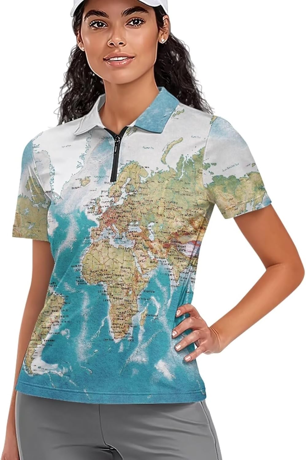 Womens Short Sleeve Polo Shirt 1/4 Zip Up Stretch T Shirt Casual Quick Dry Athletic Sports Shirt Yoga Workout Tops