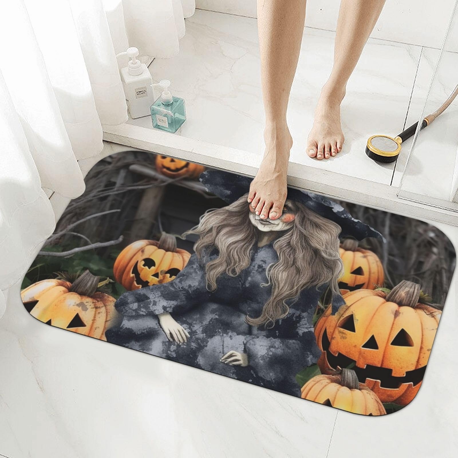 Tapis de douche en pierre pour une décoration d'Halloween amusante et saine