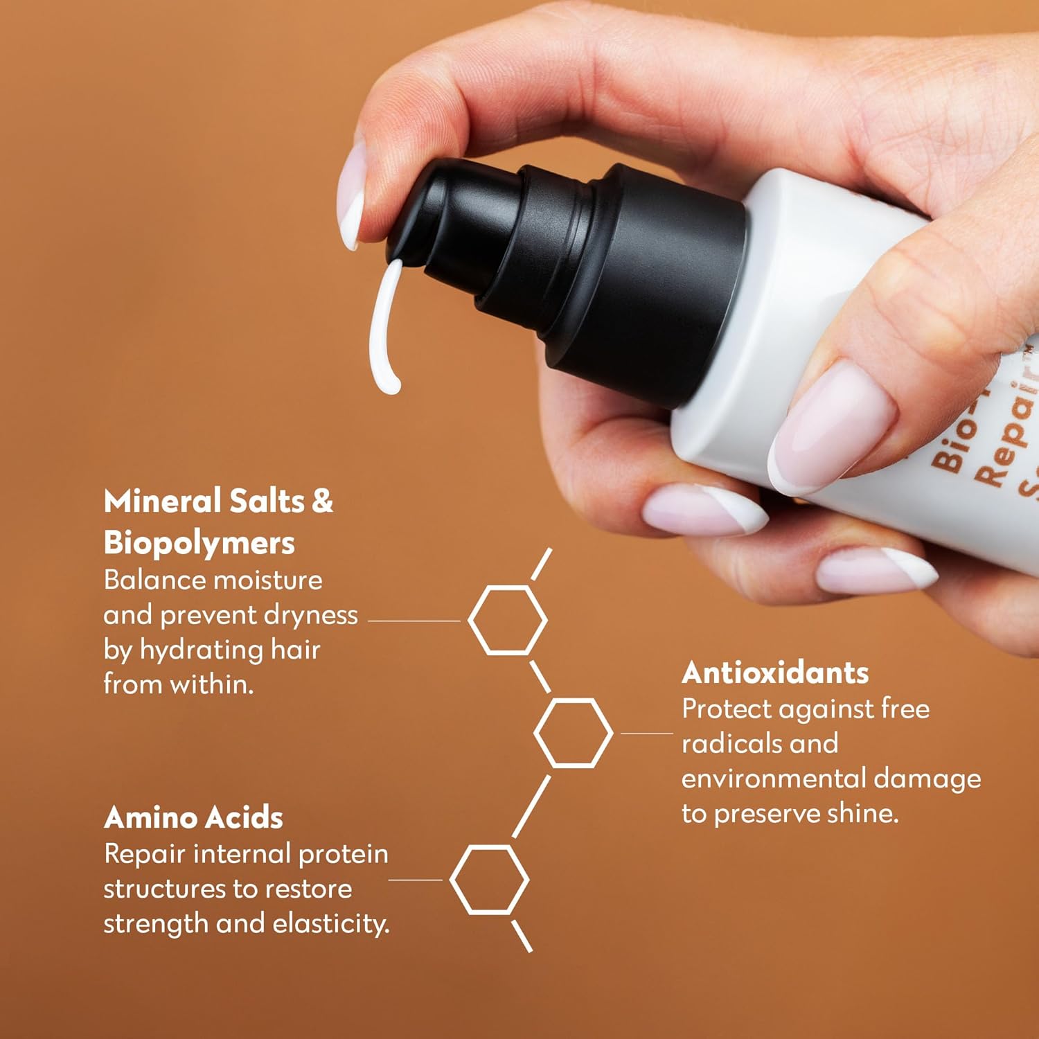 FOUR REASONS Bio-Molecule Repair Hydrating Serum – Bond Repair & Anti-Frizz Serum for Frizzy, Dry, or Damaged Hair – Lightweight Hair Oil with Heat Protectant – Vegan & Cruelty Free, 3.4 Fl Oz - Image 4