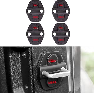 4Pcs Car Door Lock Decoration Cover Emblem Decal for Jeep Wrangler | for 2018-2025 Jeep Wrangler JL JLU 4XE Unlimited Sahara Sports Rubicon Gladiator JT Door Lock Cover Parts Accessories Black