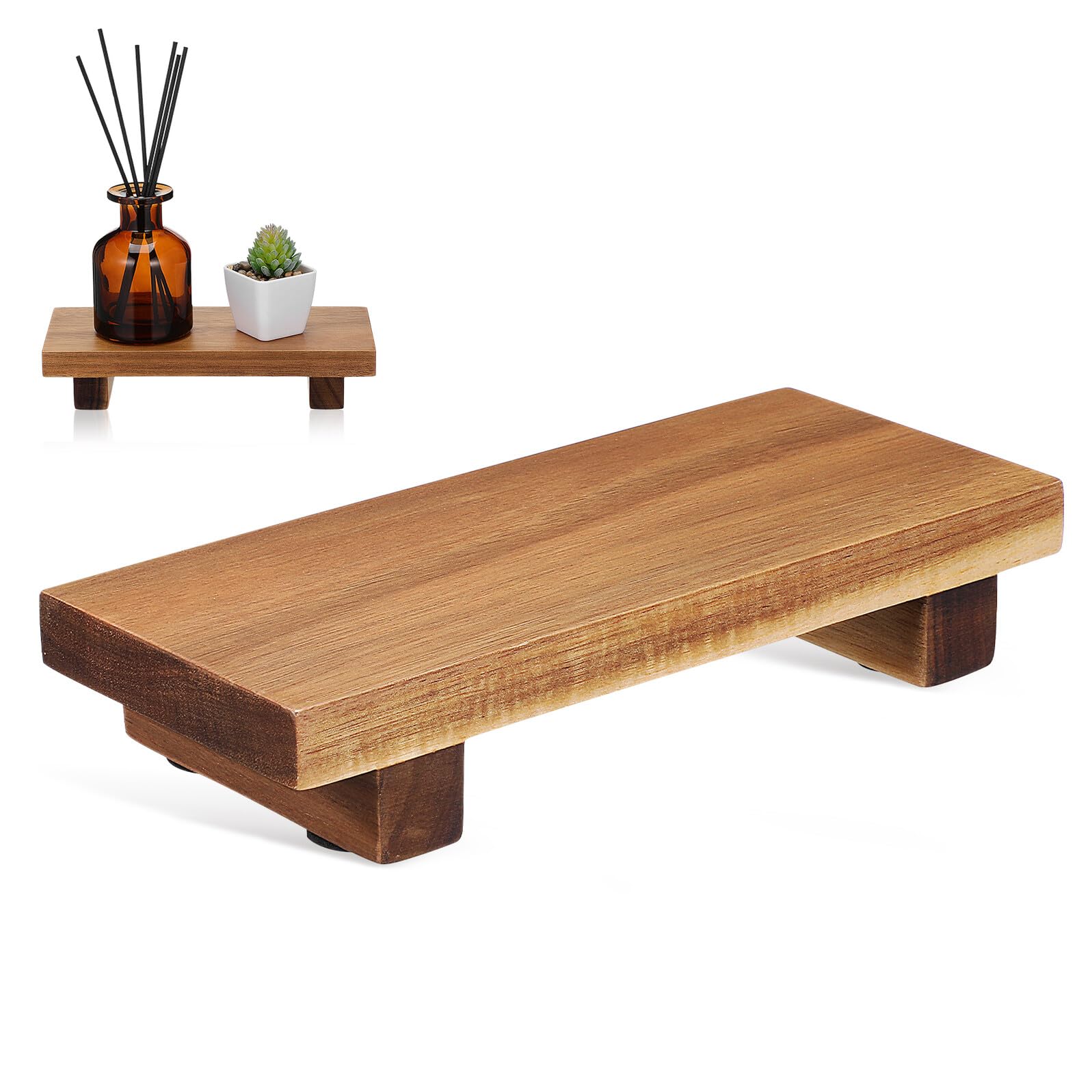 ifundom Supporto Portasapone in Legno Robusto, Piedistallo Piccolo per Bagno Rustico, Vassoio Espositore Versatile per Sapone e Accessori da Tavolo