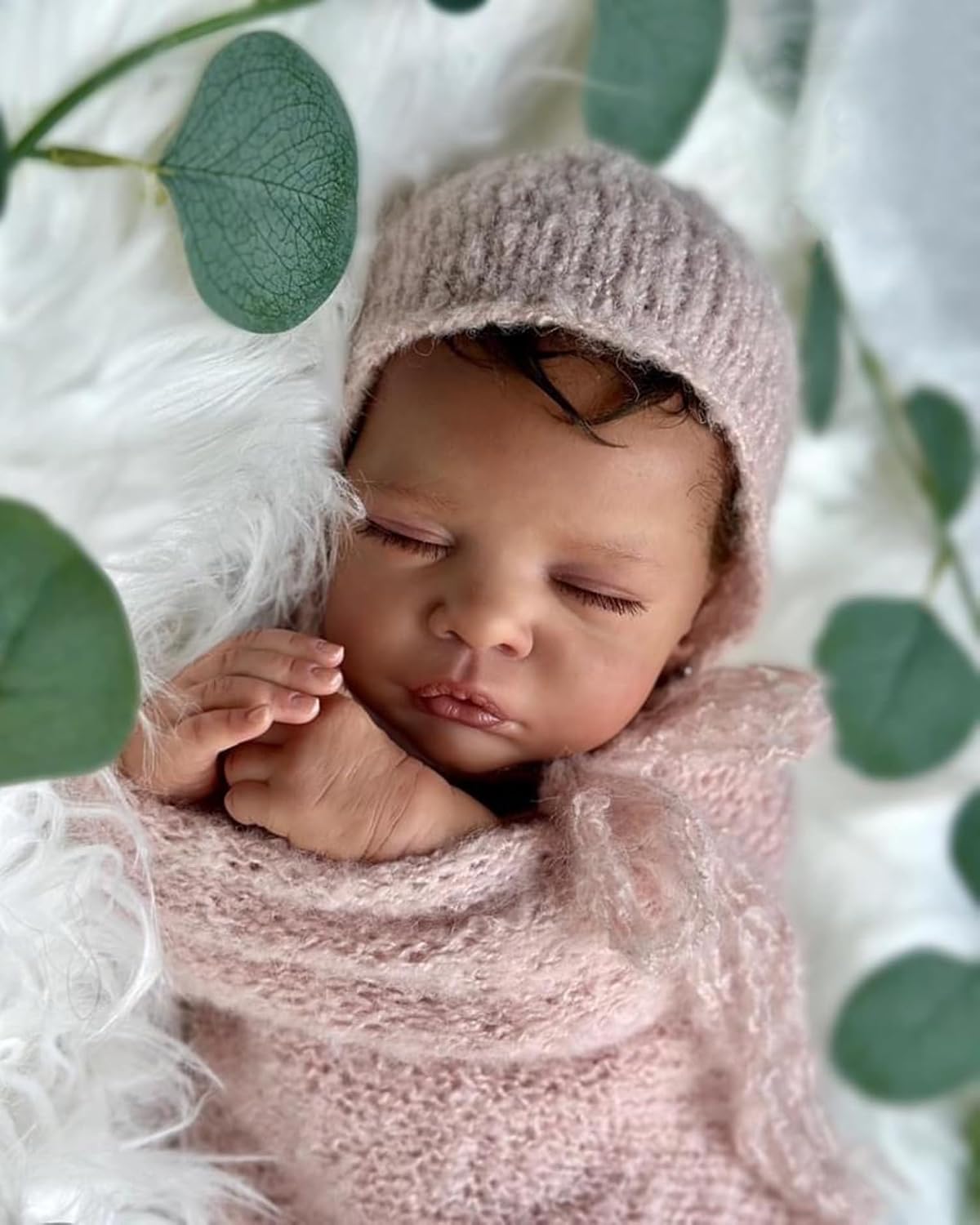 Zero Pam Sleeping Reborn Baby Dolls Black Girl- 19Inch Realistic Newborn Babies Life Like African American Baby Dolls That Look Real Life Silicone Baby Dolls for Kids