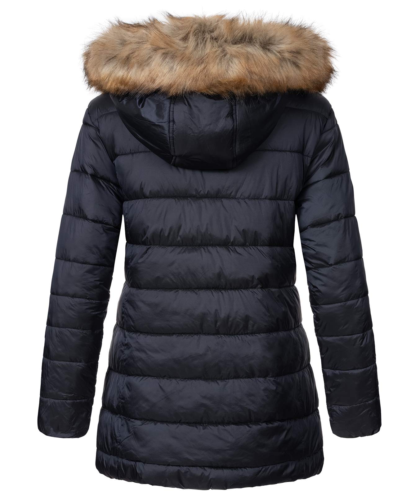 Geographical Norway Damen Winterjacke Parka Damenjacke Damenmantel Wintermantel Damen Jacken Outdoorjacke Warm Kunstfellkragen Gefüttert D-458 Navy 2XL