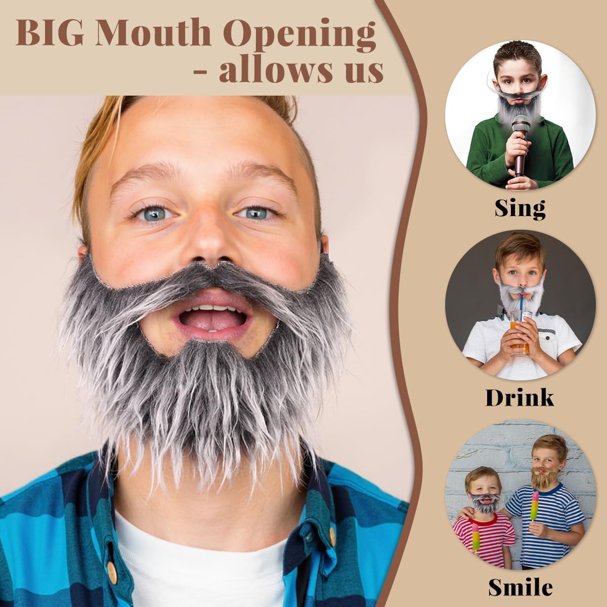 Honcloud Realistic Fake Beard Easy to Wear Great for Outfits and Perfect for Halloween image 2