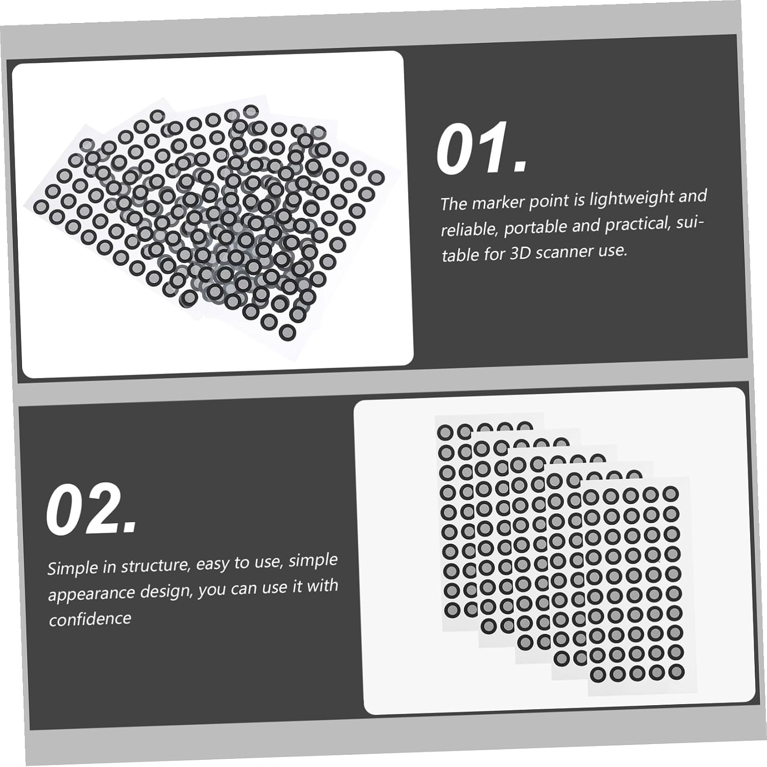 Alipis 3D Reflective Marker Points 50 Sheets High Reflectivity 0.15mm Thickness Film for Accurate Positioning