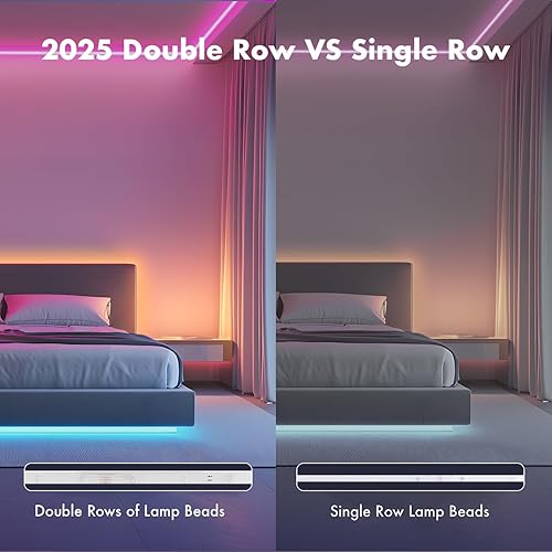 Miniatura 4 de Luces LED para dormitorio, 2025 de doble fila de 100 pies, 960 LED, tira de luces RGB RGB con sincronización de música, luces LED que cambian de