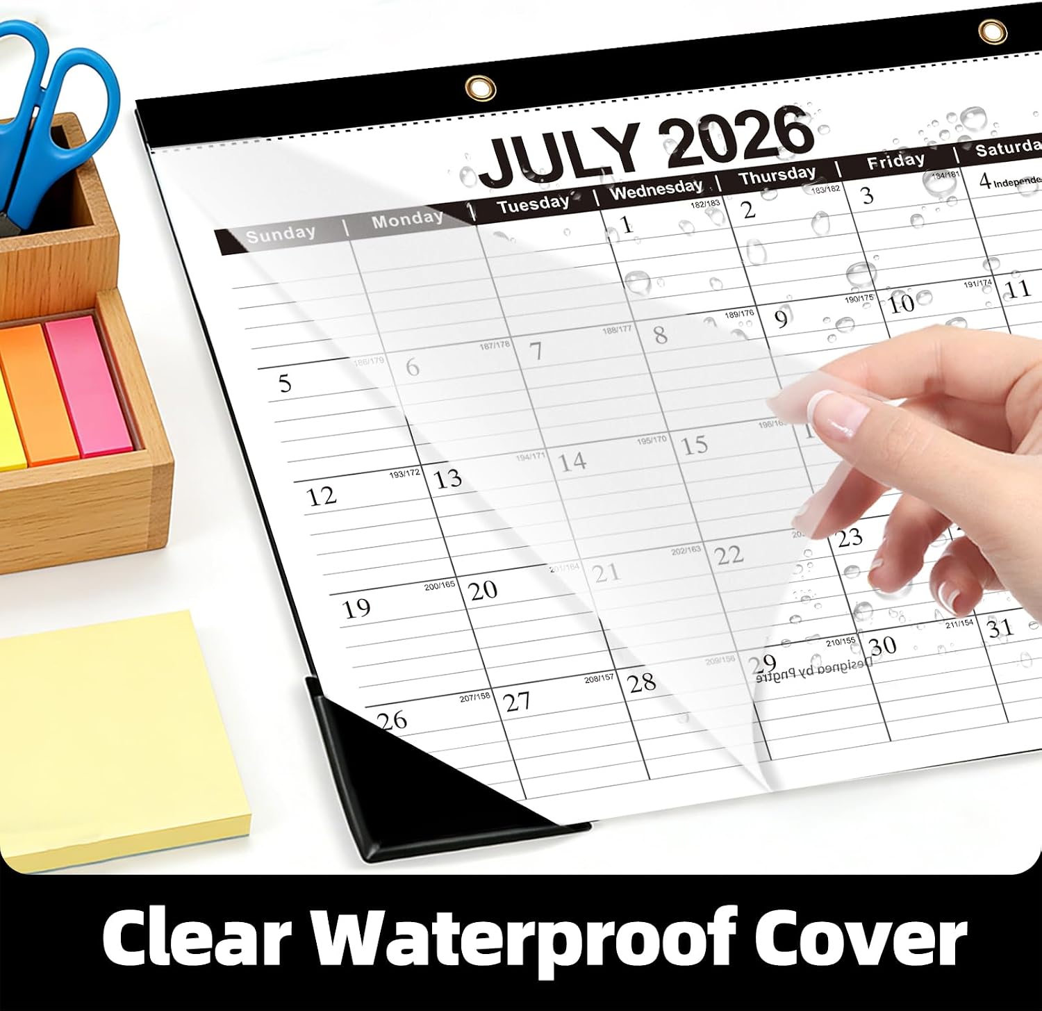 ZTX Desk Calendar 2026-2027 Wall Calendar from July 2026 to December 2027,18 Months 17"×12" Thick Paper with Plastic Cover for Teacher School Home Office