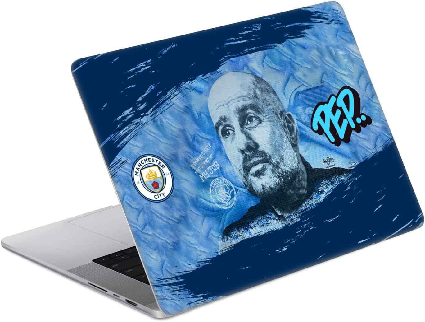 Head Case Designs Officially Licensed Manchester City Man City FC Pep Guardiola Graffiti Collection by Murwalls Vinyl Sticker Skin Decal Cover Compatible with MacBook Pro 14" A2442