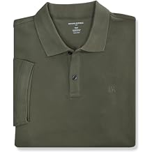 Banana Republic Mens 803392 Regular Fit Pique Mesh Organic Cotton Monogram Polo Shirt Medium, Dark Olive Green