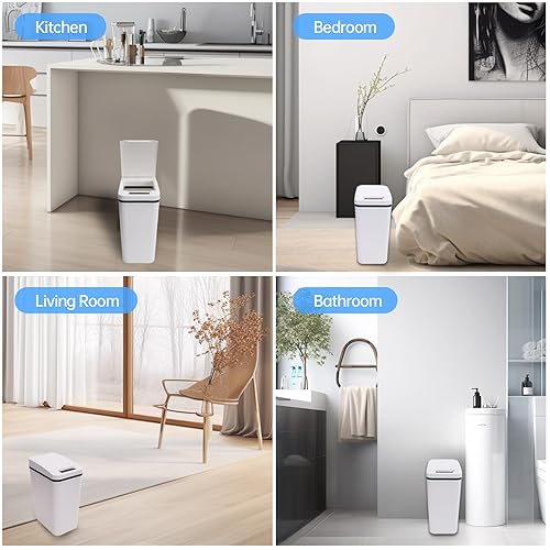 Miniatura 7 de Cubo de basura automático de 2.5 galones, pequeño sensor de movimiento, sin contacto, para baño, cocina, sala de estar