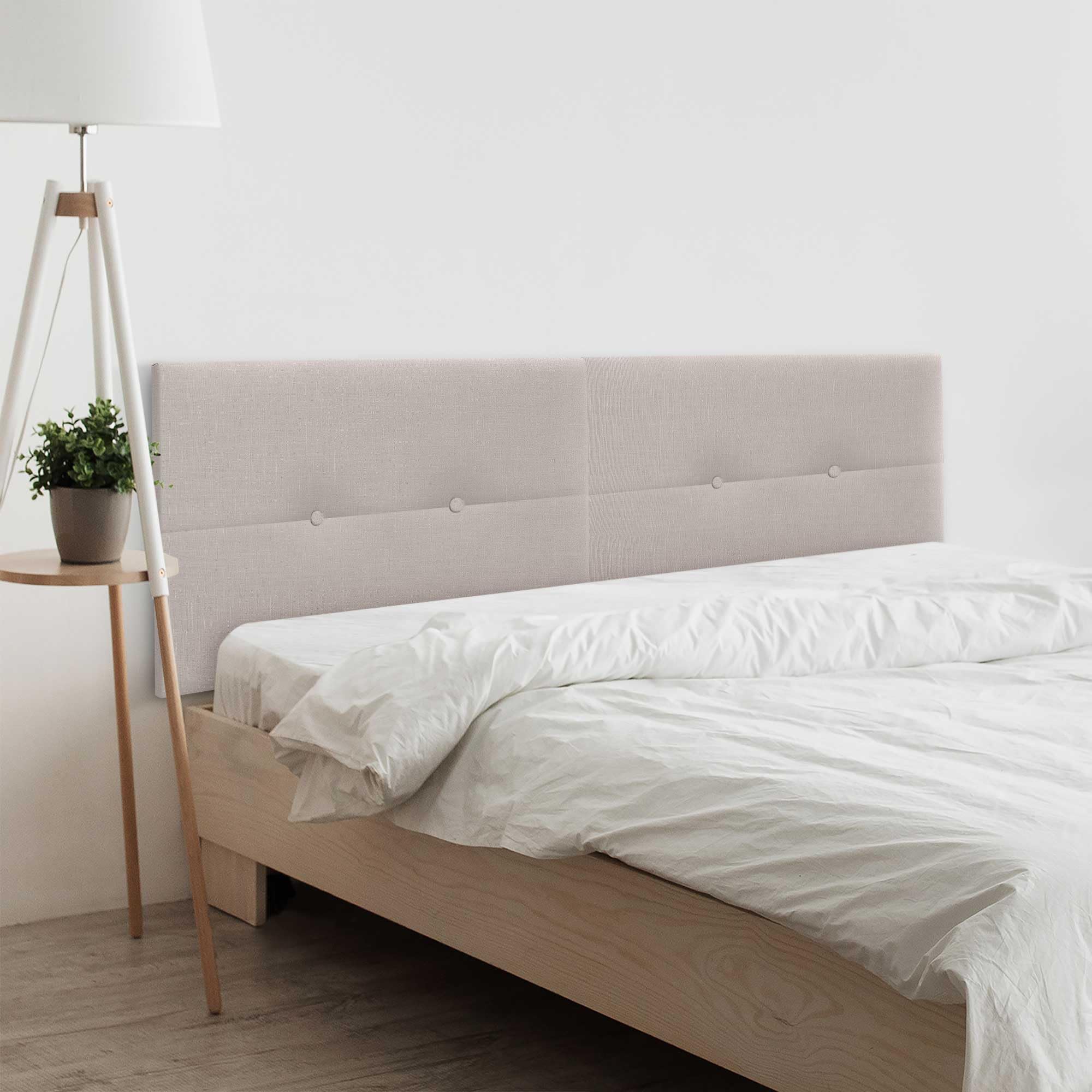 DHOME Cabecero de Lino Natural Dual con Botones Dividido en 2 Piezas Cabezal Tapizado Cama Dormitorio Moderno Top Trending (Lino Beige, 180cm Dual (180/190))