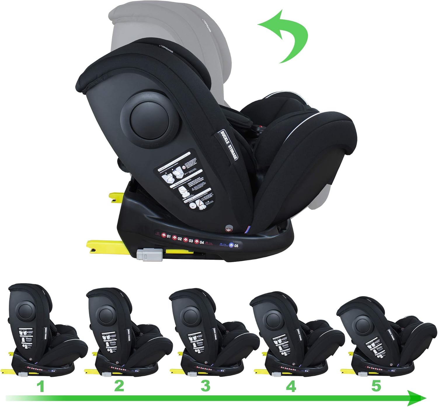 XOMAX S66 Child Car Seat 5 Recline Positions