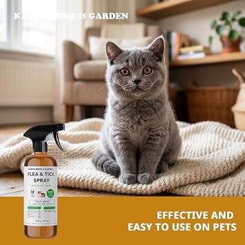 Kate's Home & Garden Flea and Tick Spray for Dogs & Cats (16oz) | Natural Peppermint Flea Spray Kills & Repels Fleas, Ticks, Mosquitoes Pet Safe