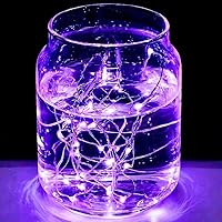 Vista 31 de Paquete de 2 guirnaldas de luces LED, funcionan con pilas, 5 m, 50 luces intermitentes, temporizador, impermeables, para habitaciones, bodas