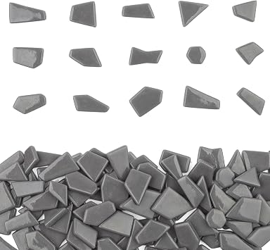 Youway Style Gray Glass Mosaic Tiles for Crafts Bulk,200g Broken Glass Pieces for Mosaic Art Crafts,Garden Mosaic Supplies
