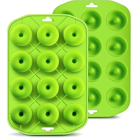 Cupidove Silicone Mini Donut Maker Baking Muffin Pan Tray 12 Holes Pure Food Grad Green makes12 Full Size Donuts, BPA Free, German LFGB Approved