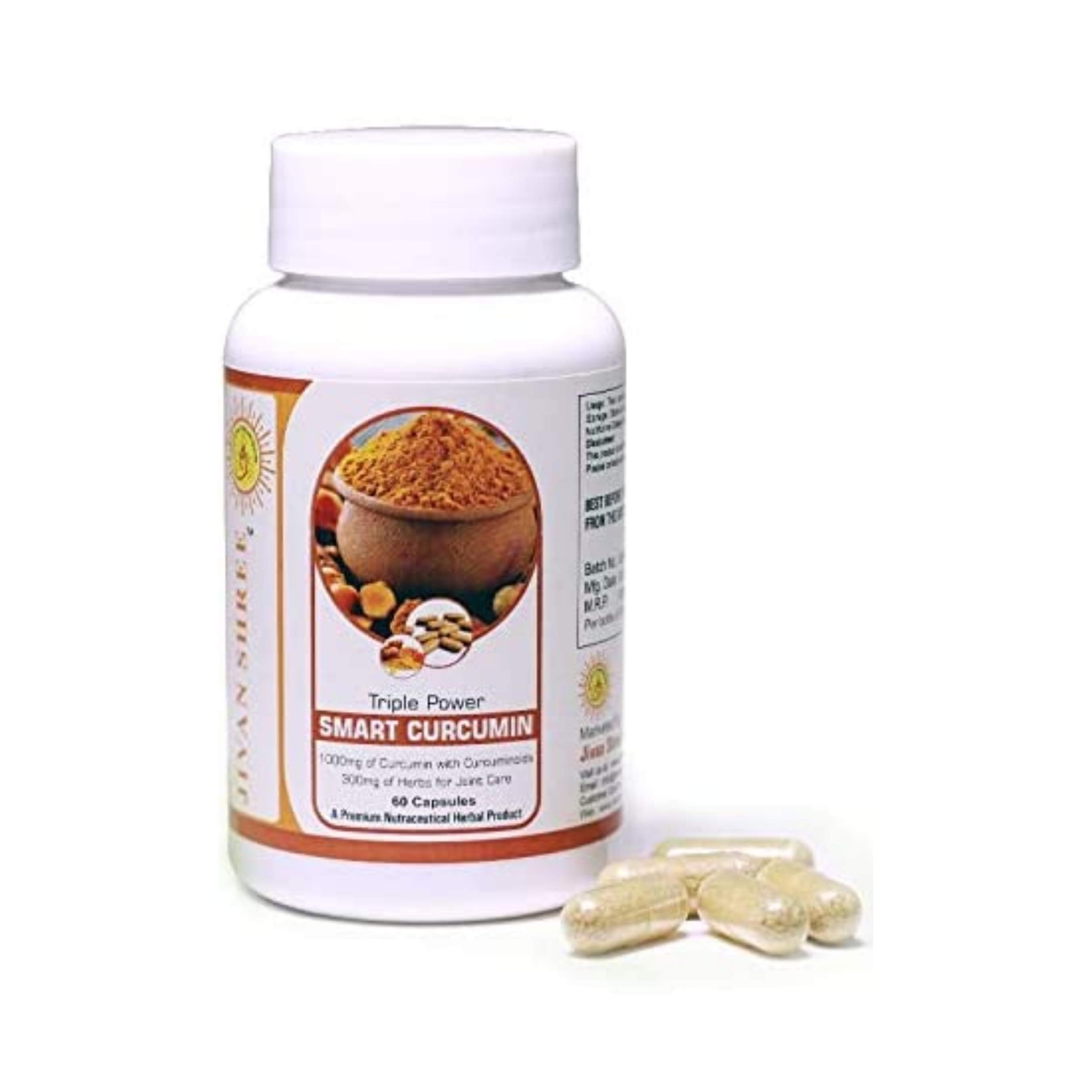 Jivan Shree Yog and Ayurved Smart Curcumin a modified form of curcumin in which the particles of curcumins are transformed into nanoparticles that are more soluble and deliverable in the body. These particles have shown to be more targeted towards fighting with various infections and inflammations in our bodies