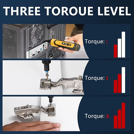 Electric Screwdriver Rechargeable, 4V Cordless Screwdriver,With 3 Gear Torque Adjustment and 26 Bits, Extension Rod, USB Charging Cable in Carrying Case, Suitable for Furniture or Appliance Repair