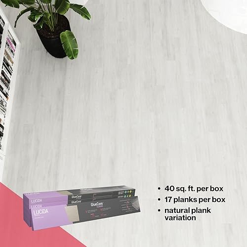 Miniatura 5 de Lucida USA - Piso vinílico imitación madera, adhesivo, para proyectos de bricolaje, 16 tablones, GlueCore, 39 pies cuadrados