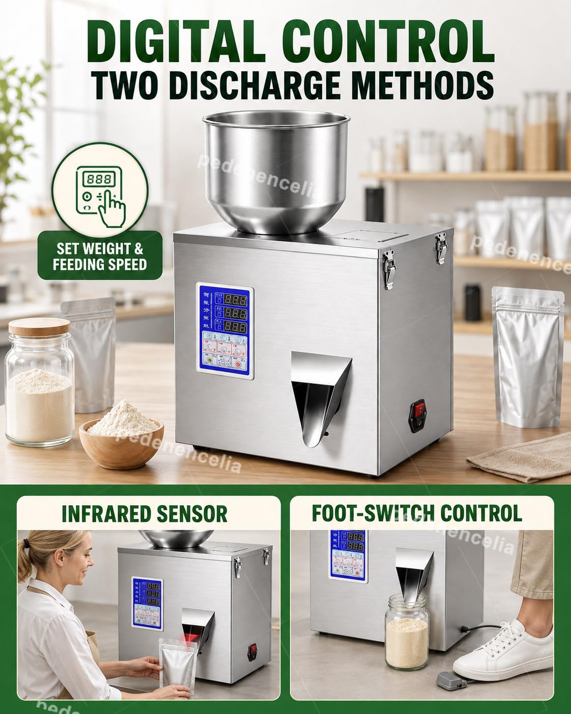 Automatyczny wypełniacz proszkowy 0.2g Precyzyjna cyfrowa maszyna do granulek z ziołami kawy Kompaktowy dozownik do ważenia do małych torebek