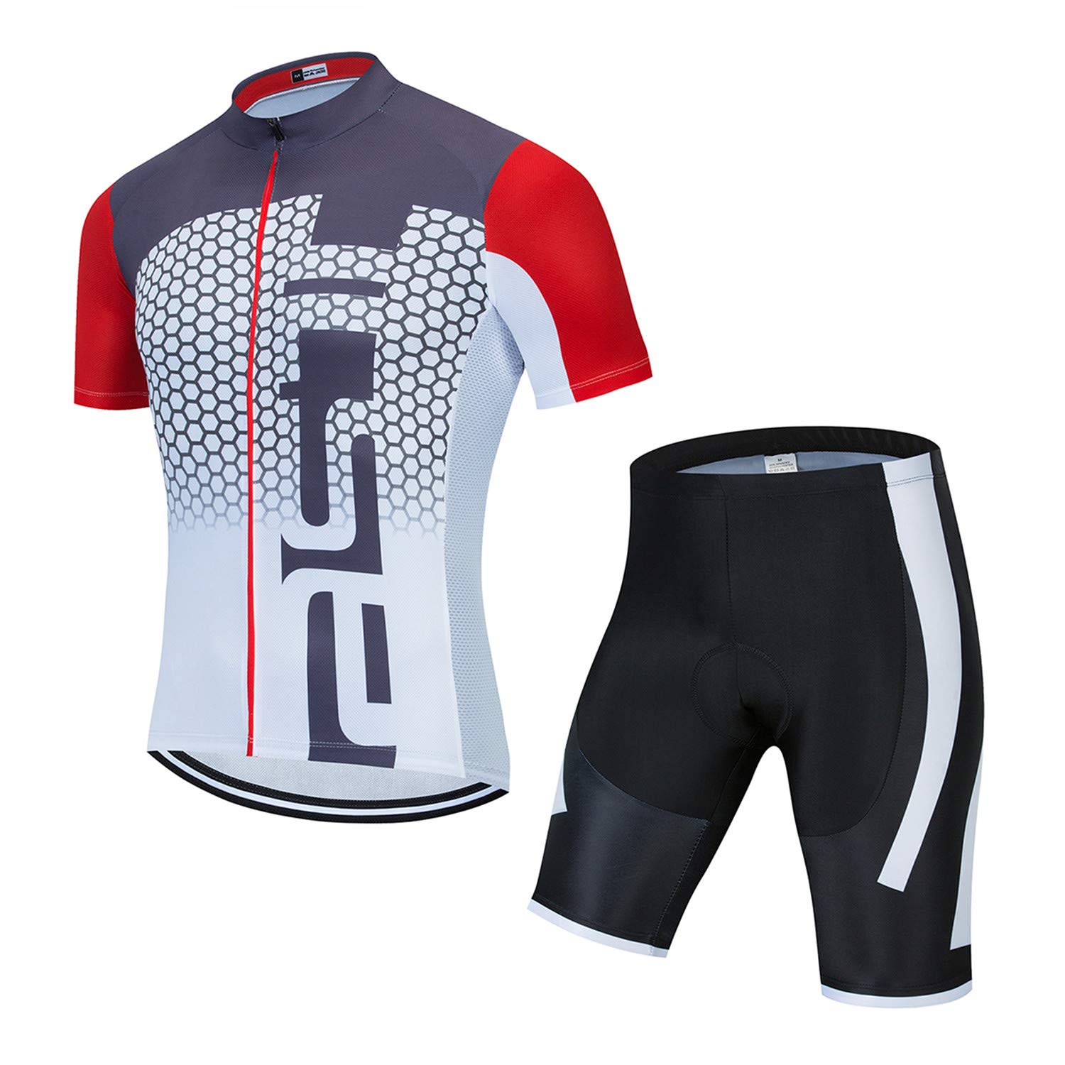 Męska koszulka kolarska zestaw koszulka rowerowa z krótkim rękawem topy odblaskowe, szybkoschnące + 5D wyściełane szorty S-3XL