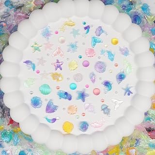 150+ Pcs Ocean Series Nail Charms 3D Summer Beach Nail Art Gems Colorful Shell Starfish Pearls Jewelry Tropical Nail Design for Women Girl Manicure DlY Crafts Supplies