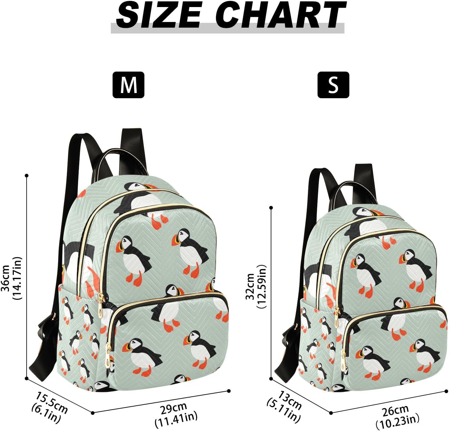 Women Fashion Backpack Funny Cute Puffin Sturdy Daily Bag Compact Regular Bag Diaper Bag