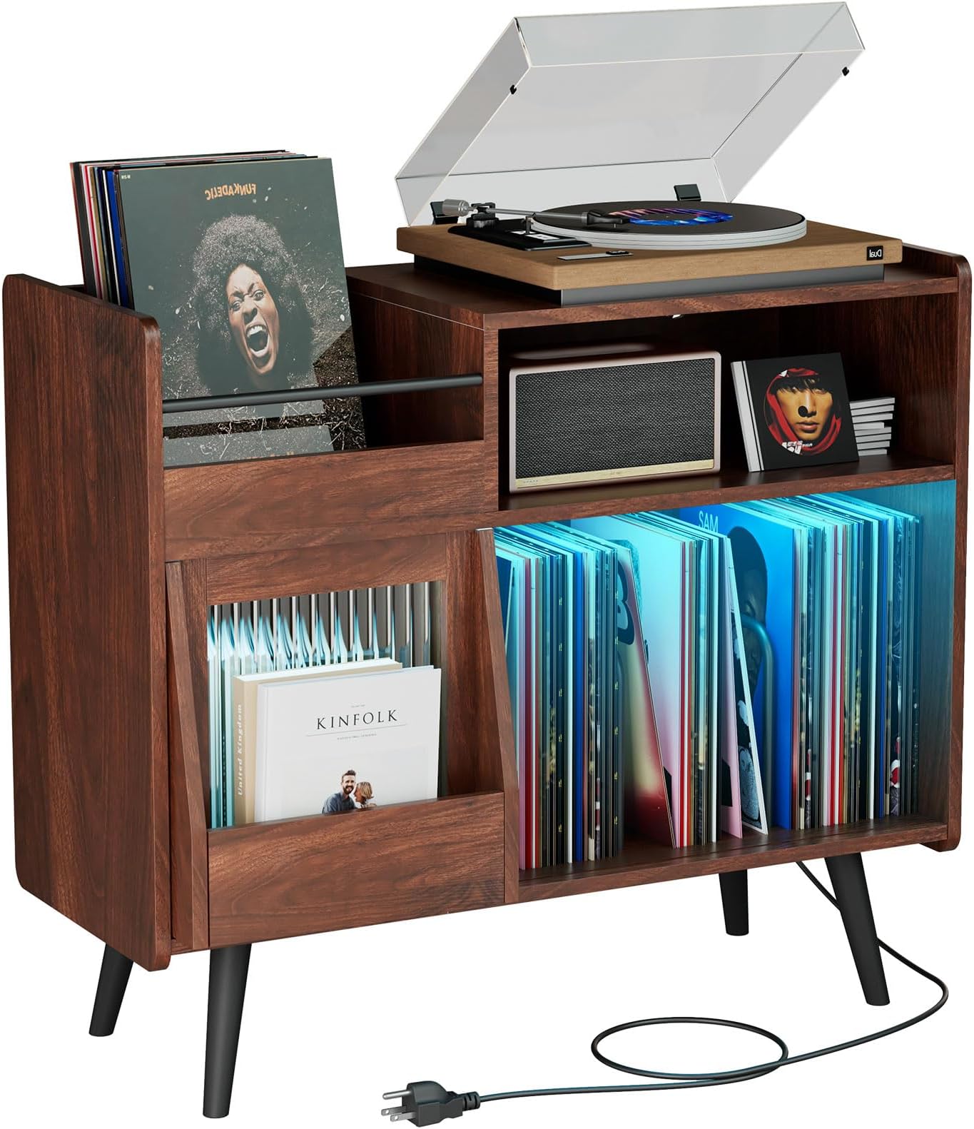 Amazon.com: Joaxswe Large Record Player Stand with Charging Station ...