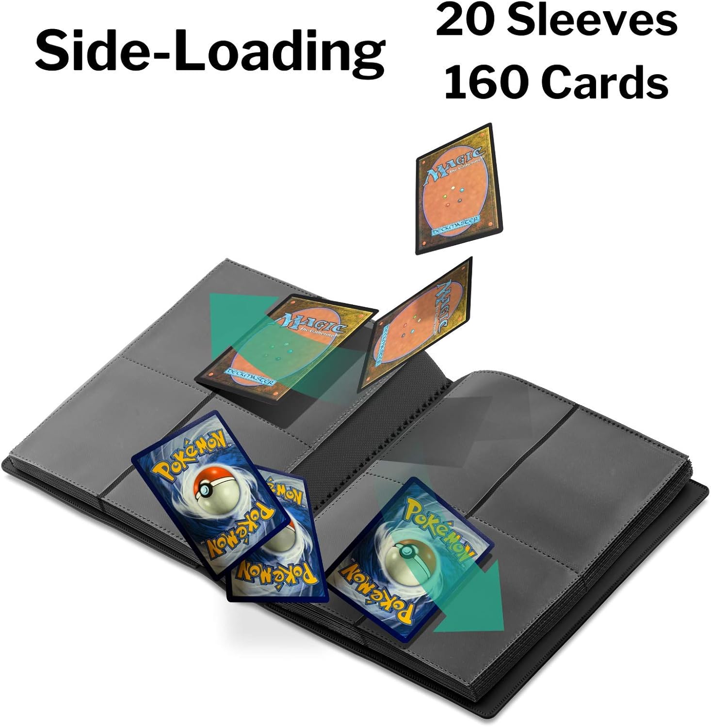 Sentinol Small Trading Card Binder - 4 Pocket Album Hold 160 Cards in Heavyweight Sleeves, Mini Baseball Card Binder with Sleeves fits Football Cards, Hockey Cards, Other Sports Cards (Black, 1 Pack) : Toys & Games