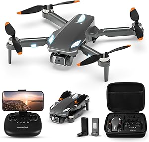 Drone with 1080P Camera, RC Quadcopter Foldable Drone for Children & Adults, Brushless Motor, Take-off and Landing One-But…