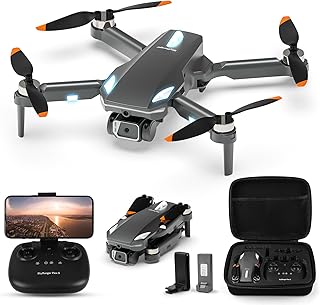 Drone with 1080P Camera, RC Quadcopter Foldable Drone for Children & Adults, Brushless Motor, Take-off and Landing One-But…