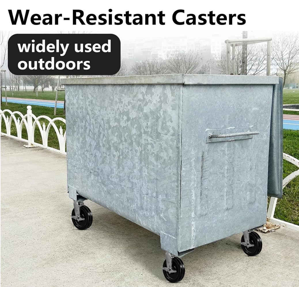Heavy Duty Casters - Industrial Casters Phenolic Caster with Strong Load-Bearing Capacity 3000-6000 LB,Used in Furniture,WorkBrench,Tool Box, Equipment (4" Rigid+Brake, pcs, 4)