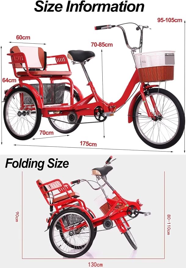 Triciclo Plegable de 3 Ruedas Rojo 20 pulg miniatura 7
