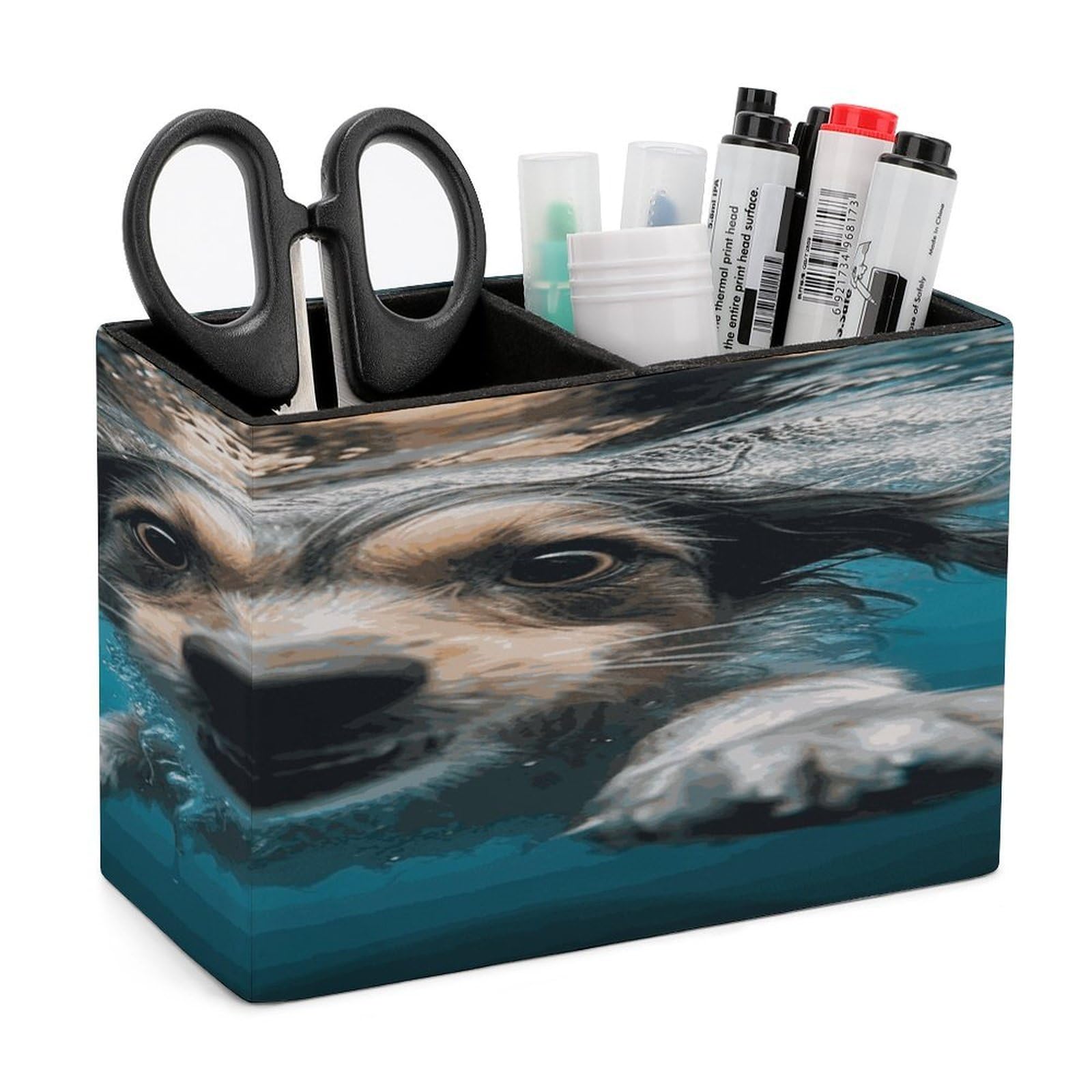 Porte-stylos en cuir évocateur de l'océan, un organiseur de bureau source d'inspiration