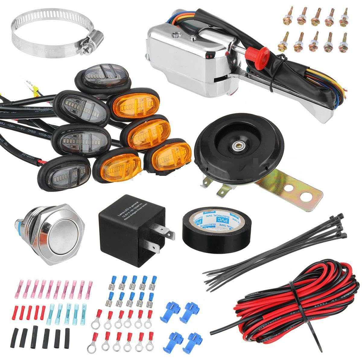 Samochód 1 zestaw uniwersalny ATV UTV RZR Turn Signal Horn Street Legal Kit z LED Light Flasher Relay Wiązka przewodów do projektu Polaris 4x4 obok siebie