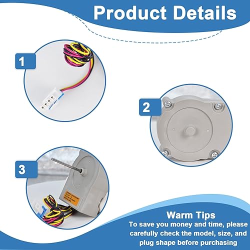 Miniatura 3 de EAU63923601 ODM-001F-4A Motor de ventilador de condensador de refrigerador Motor de doble puerta DC compatible con refrigerador LG Haier, reemplaza