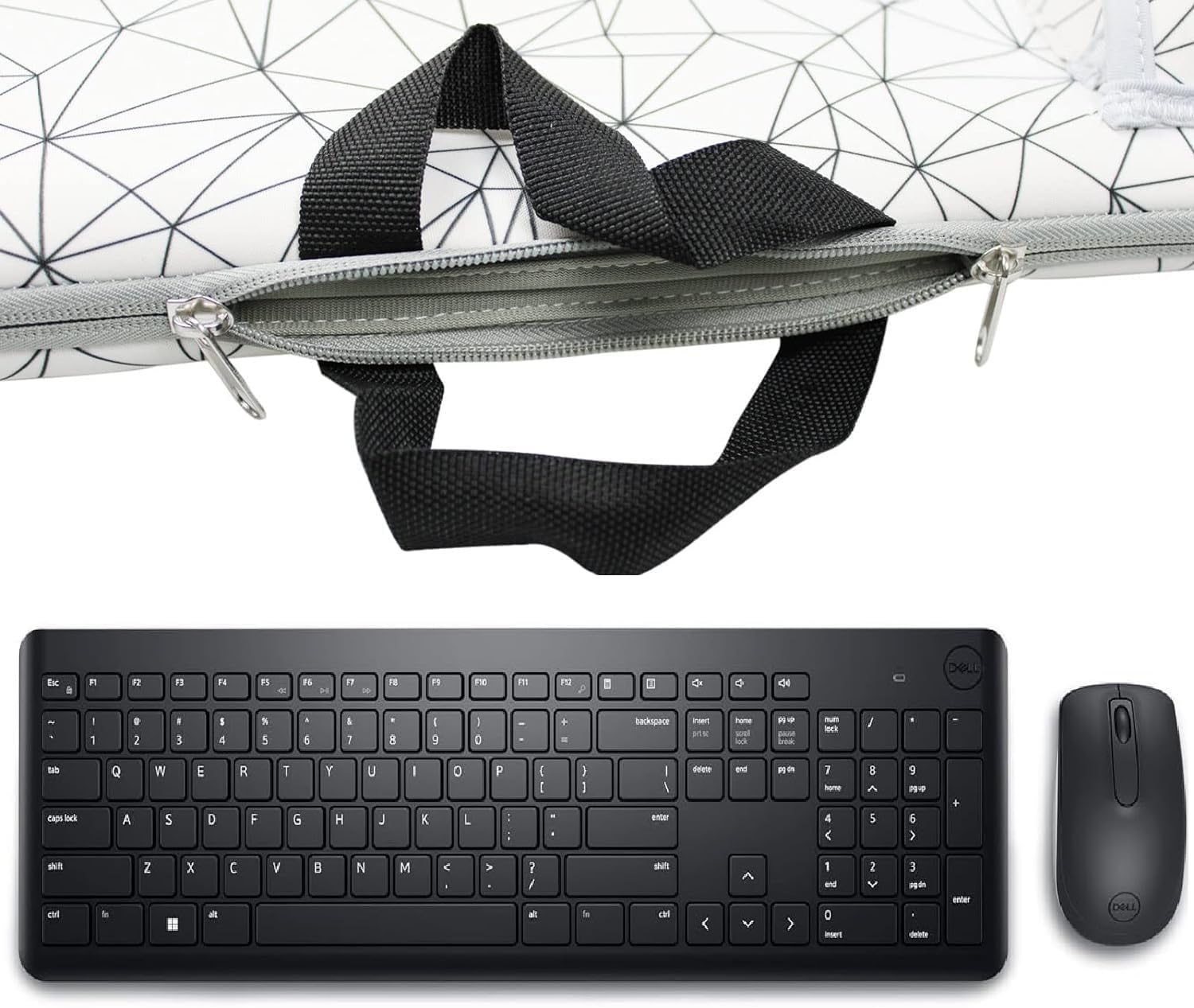 AF-WAN Wireless Keyboard Portable Case storage bag - Dustproof, Waterproof, Shockproof for Dell KM3322W/HP 230/HP 330 Wireless Keyboard and Mouse Combo (Geometric Figure)