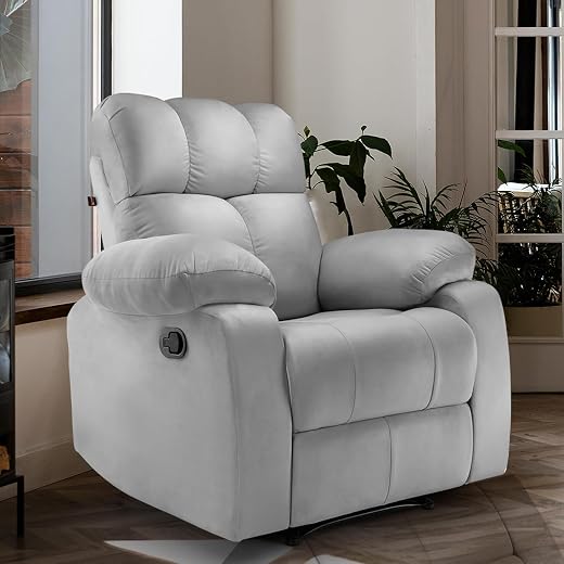 Little NAP Helios Soft Suede Fabric Manual Recliner | Premium Recliner Sofa 1 Seater for Living Room | Luxuriously Padded ...