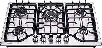 Anlyter 30 Inch Gas Cooktop, 5 Burners Built-in Gas Stove Top Stainless Steel, LPG/NG Convertible Gas Stove Dual Fuel Sealed Gas Hob