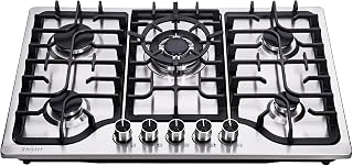 30 Inch Gas Cooktop, 5 Burners Built-in Gas Stove Top Stainless Steel, LPG/NG Convertible Gas Stove Dual Fuel Sealed Gas Hob