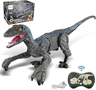 Liberty Imports Remote Control Dinosaur Toys for Kids, RC Velociraptor Robot Toys 2.4Ghz Walking Large Electronic Pet Robo Dino with Lights and Roaring Sound for Boys Girls
