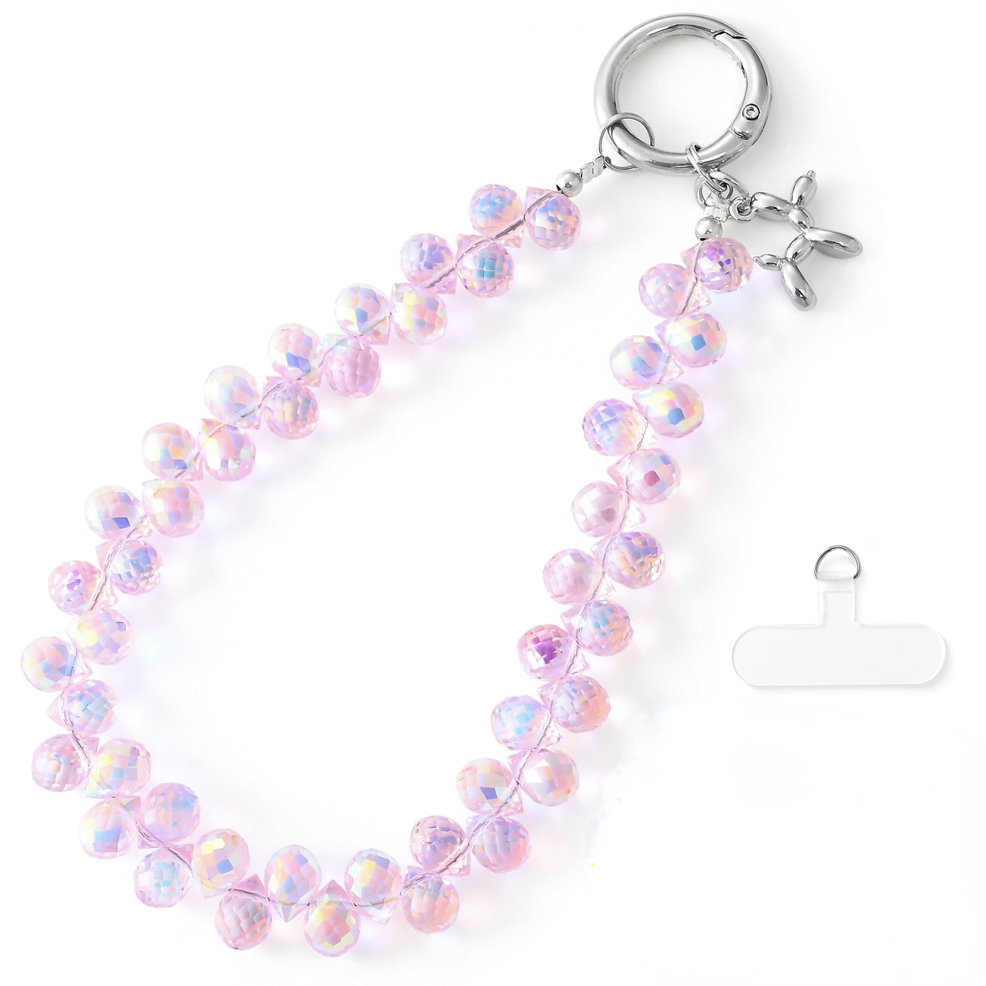 richginker Crystal Beaded Phone Wrist Strap - Sparkling Phone Charm Lanyard with Tether Tab, Hands-Free Wristlet Bracelet Strap for Women, A-Dark Purple — view 10