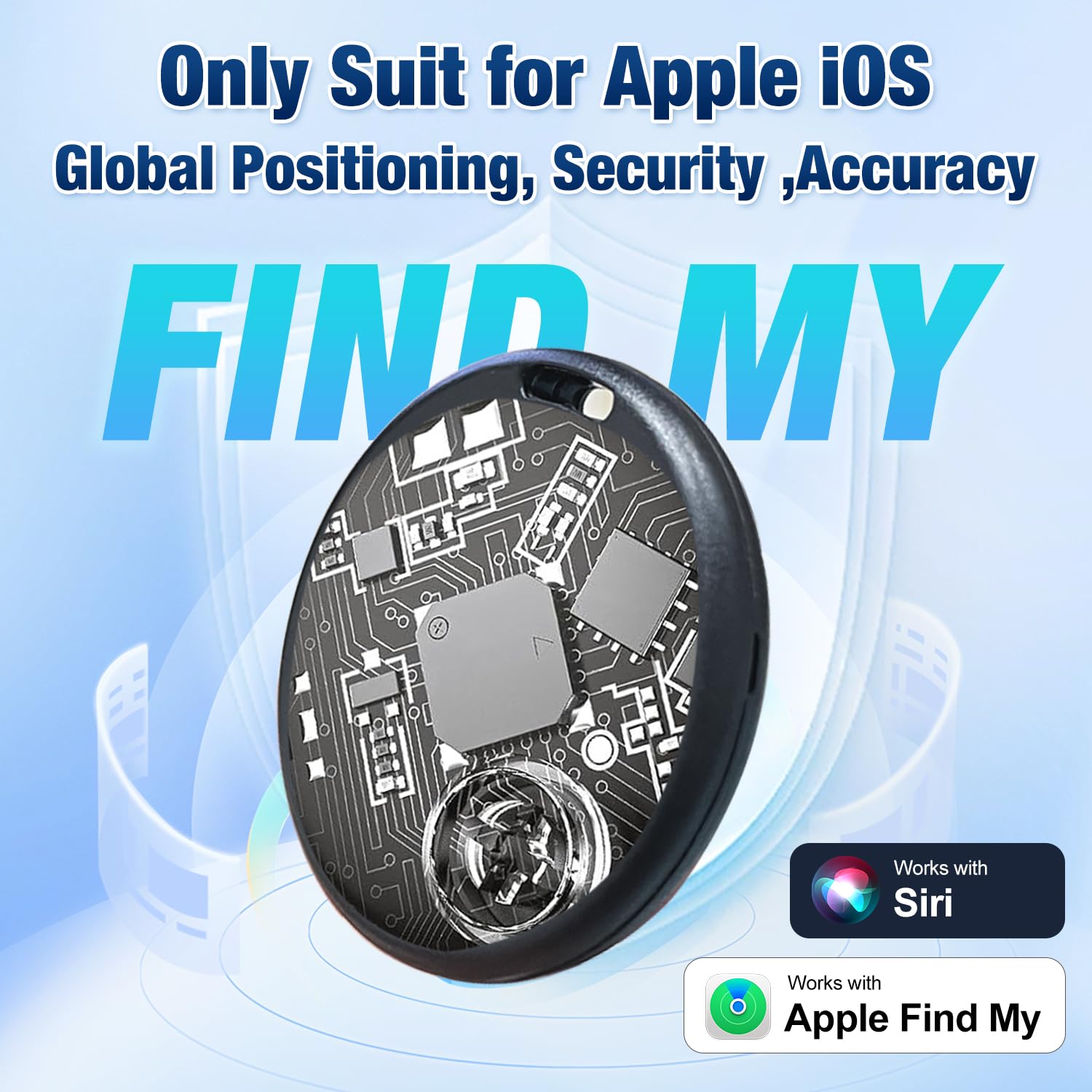 Lot de 4 étiquettes de suivi intelligent compatibles avec l'application Find My (iOS uniquement), localisateur intelligent de clés Bluetooth pour sacs, animaux de compagnie, bagages, portefeuille